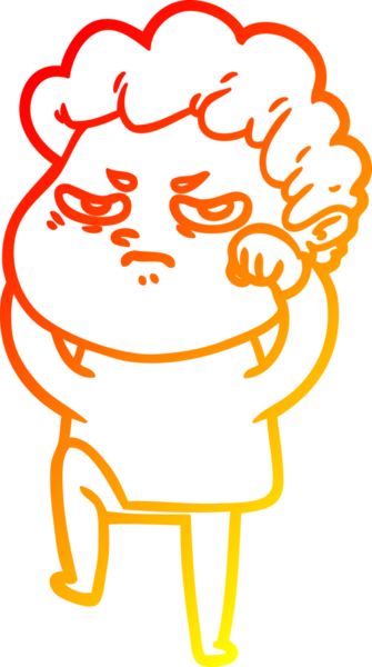 Bir insan tarafından çizilmiş kızgın bir adamın sıcak çizgi çizimi.