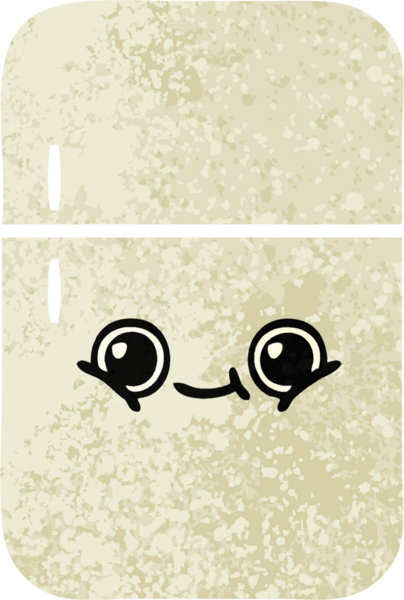 Bir insan tarafından çizilmiş buzdolabının retro çizim tarzı karikatürü.