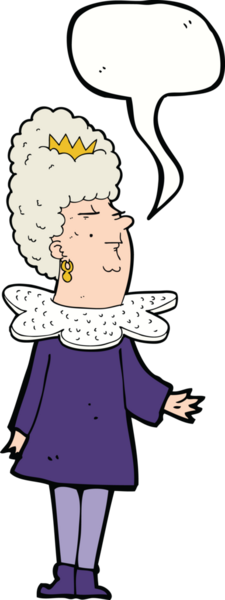 Bir insan tarafından çizilmiş konuşma balonu olan çizgi film kraliçesi.