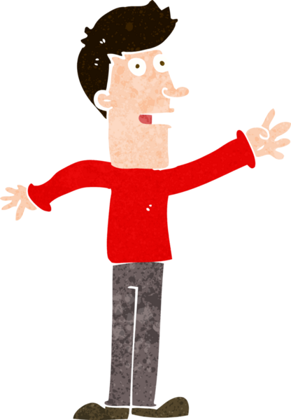 Bir insan tarafından çizilen karikatür adam.