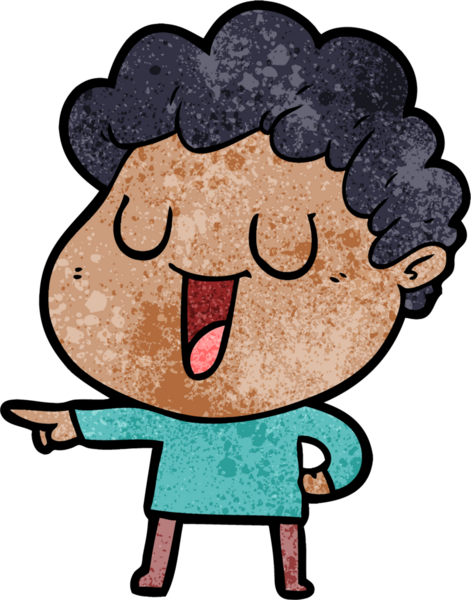 Bir insan tarafından çizilmiş gülen çizgi film adamı.