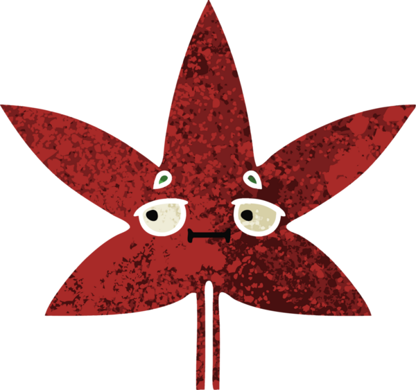 Bir insan tarafından çizilmiş sonbahar yaprağının retro çizim stili karikatürü