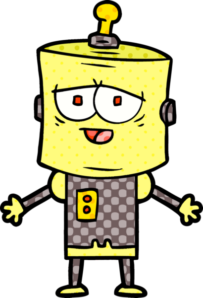 Bir insan tarafından çizilmiş çizgi film robotu