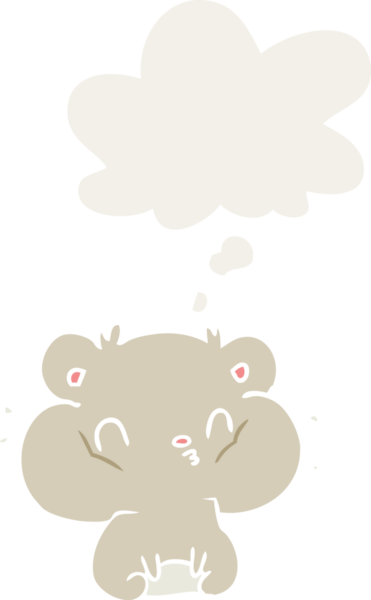 Düşünce baloncuklu çizgi film hamsterı insan tarafından çizilmiş.