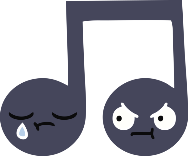 Bir insan tarafından çizilmiş bir notanın düz renkli retro karikatürü