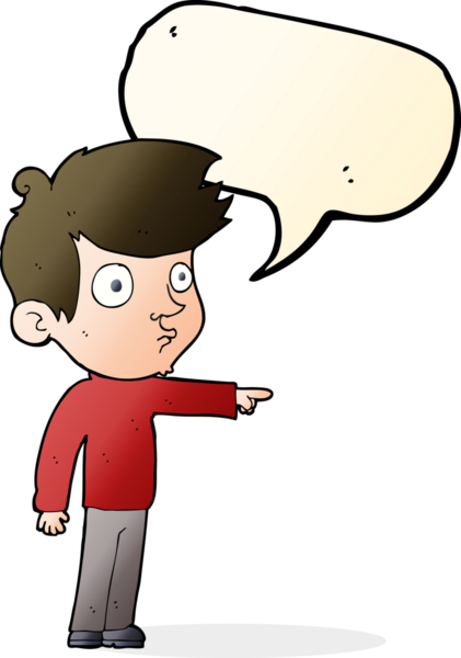 Bir insan tarafından çizilmiş konuşma balonu olan çizgi film çocuğu.