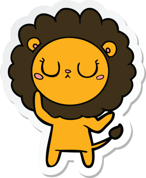 Bir insan tarafından çizilmiş karikatür aslanının çıkartması.