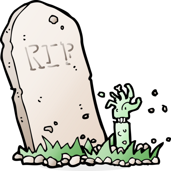 Bir insan tarafından çizilmiş bir mezardan yükselen zombi çizgi filmi.