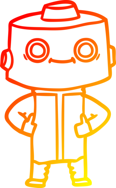 Bir insan tarafından çizilen çizgi film robotunun sıcak çizgi çizimi