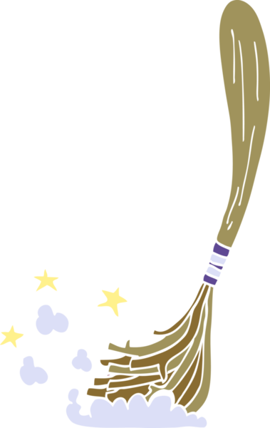 Bir insan tarafından çizilmiş sihirli süpürge.