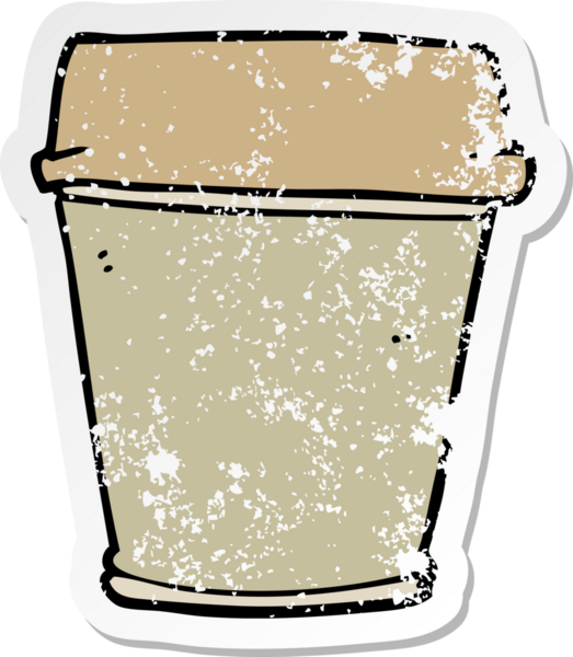 Çizgi filmin sıkıntılı çıkartması. Bir insan tarafından çizilmiş kahveyi dışarı çıkar.