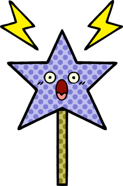 Bir insan tarafından çizilmiş sihirli değnek çizgi romanı.