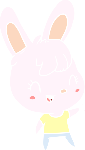 Bir insan tarafından çizilmiş düz renkli çizgi film tavşanı