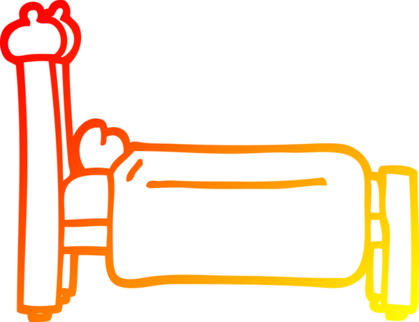 Bir insan tarafından çizilmiş karikatür yatağının sıcak gradyan çizimi