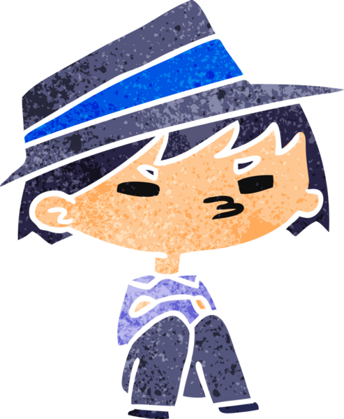 Bir insan tarafından çizilmiş bir kawaii 'nin eski çizgi film çizimi.