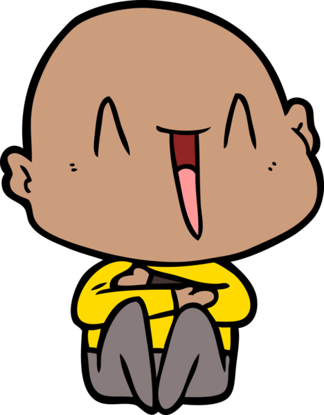 Bir insan tarafından çizilmiş mutlu, kel adam.