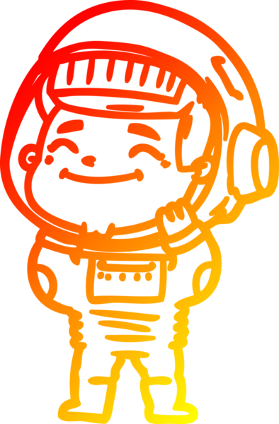 Bir insan tarafından çizilmiş mutlu bir astronotun sıcak çizgi çizimi