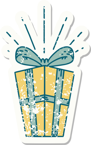 Bir insan tarafından çizilmiş dövme stili eski bir çıkartma.