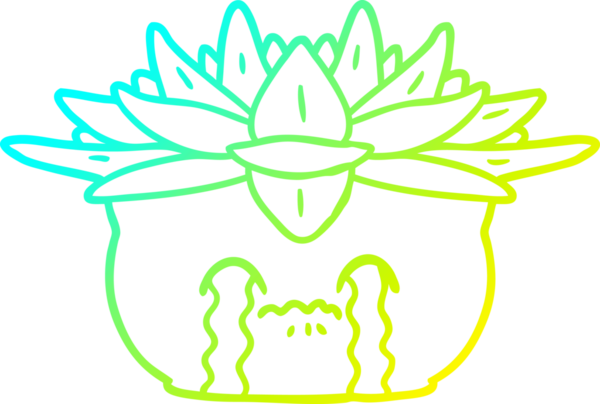 Bir insan tarafından çizilmiş ağlayan ev bitkisinin soğuk gradyan çizimi