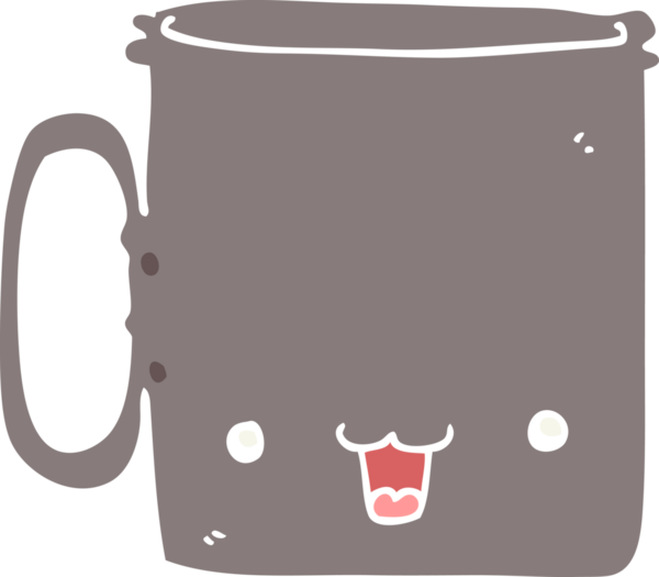 Bir insan tarafından çizilmiş düz renk çizgi film bardağı