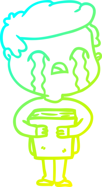 Bir insan tarafından çizilmiş, ağlayan bir çizgi film karakteri çizimi.