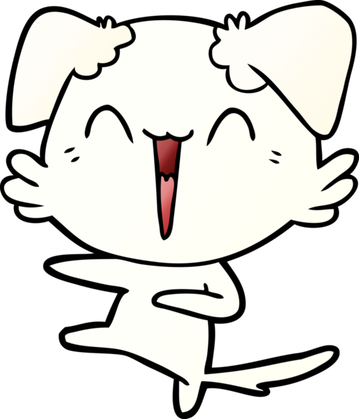 Bir insan tarafından çizilmiş mutlu dans eden köpek çizgi filmi.