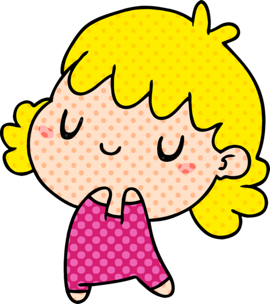 Bir insan tarafından çizilmiş sevimli bir kawai kızının çizgi film çizimi