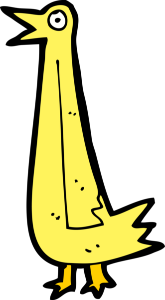 Bir insan tarafından çizilmiş komik çizgi film kuşu.