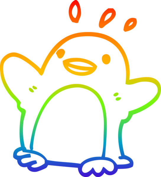 gökkuşağı gradyanı çizimi bir insan tarafından çizilmiş bir karikatür noel pengueni