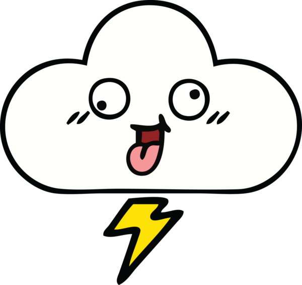 Bir insan tarafından çizilmiş fırtına bulutunun sevimli karikatürü.