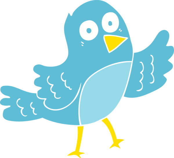 Bir insan tarafından çizilen kuşun düz renk çizimi