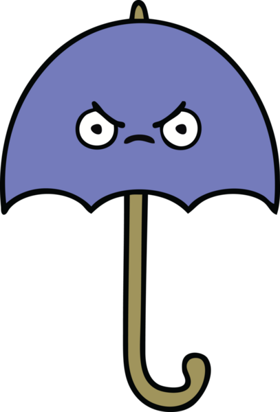 Bir insan tarafından çizilmiş şirin şemsiye karikatürü.