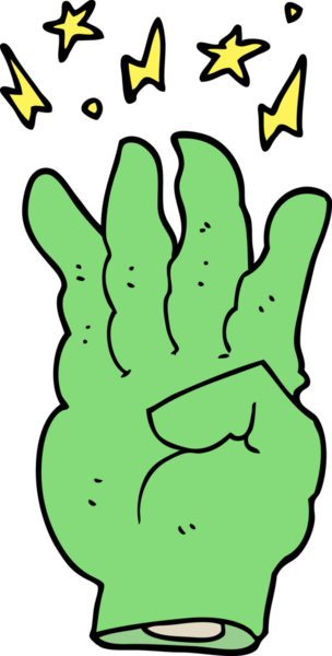 Bir insan tarafından çizilmiş tuhaf, sihirli bir el.