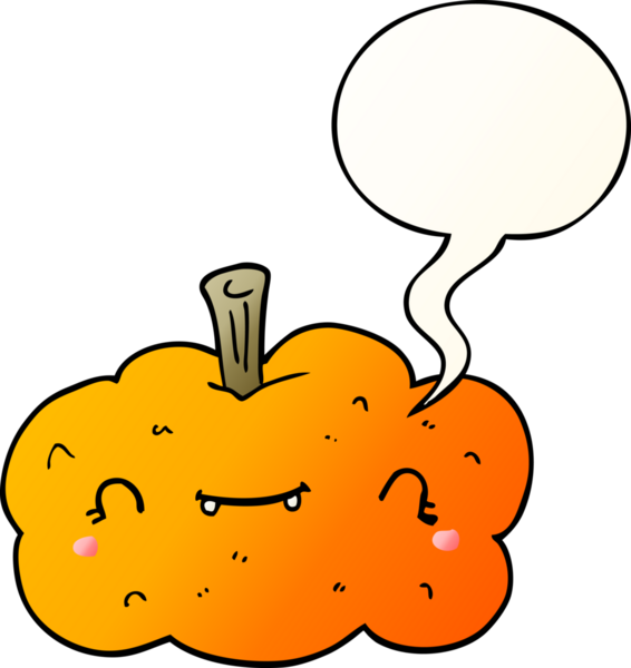 bir insan tarafından çizilmiş dil baloncuklu çizgi film balkabağı.