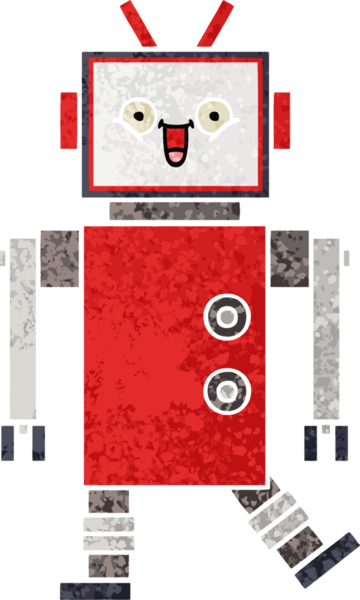 Bir insan tarafından çizilmiş bir robotun retro çizim tarzı karikatürü