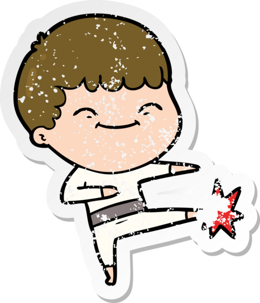 Bir insan tarafından çizilmiş mutlu bir çocuğun sıkıntılı çıkartması.