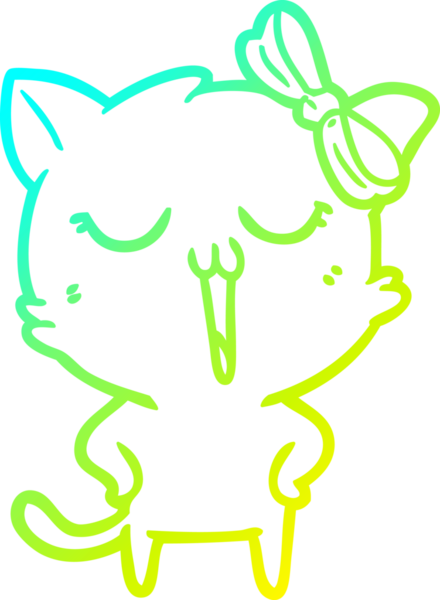 Bir insan tarafından çizilen çizgi film kedisinin soğuk gradyan çizgisi.