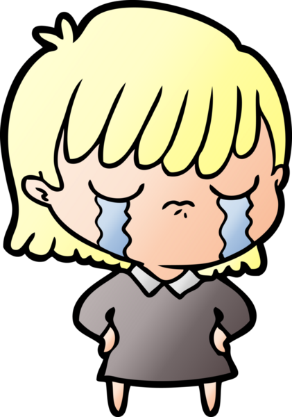 Bir insan tarafından çizilmiş ağlayan çizgi film kadını.