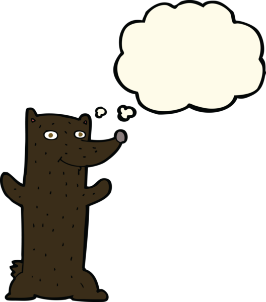 Bir insan tarafından çizilmiş düşünce baloncuklu kara ayı.