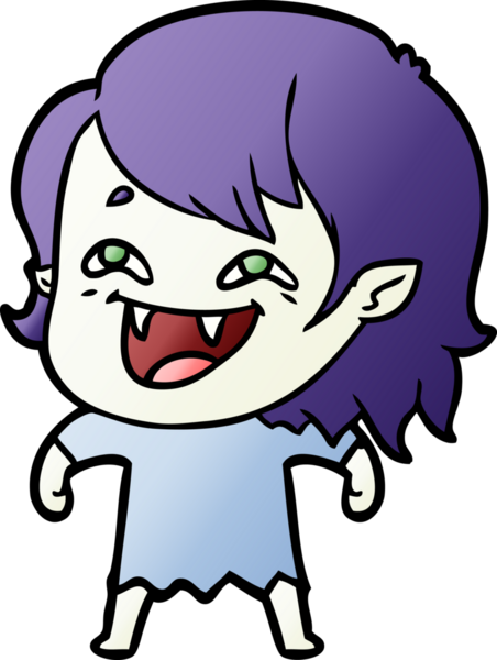 Bir insan tarafından çizilmiş gülen vampir kız çizgi filmi.