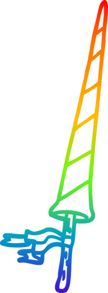 Gökkuşağı gradyan çizgi çizimi Bir insan tarafından çizilmiş bir karikatür şövalyesi mızrağı