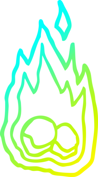 Bir insan tarafından çizilen yanan kömürlerin soğuk gradyan çizgileri