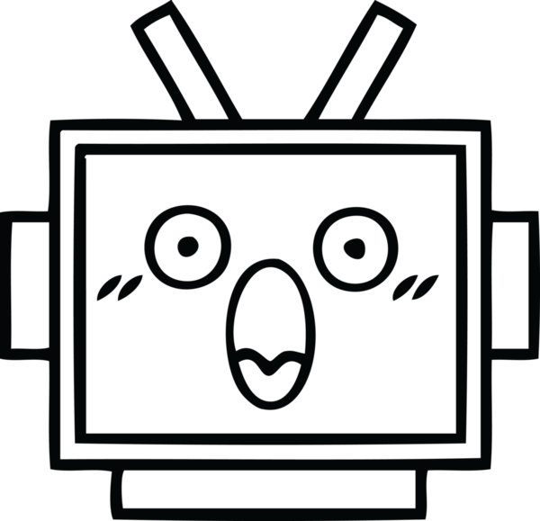 Bir insan tarafından çizilmiş robot kafasının çizgi çizimi