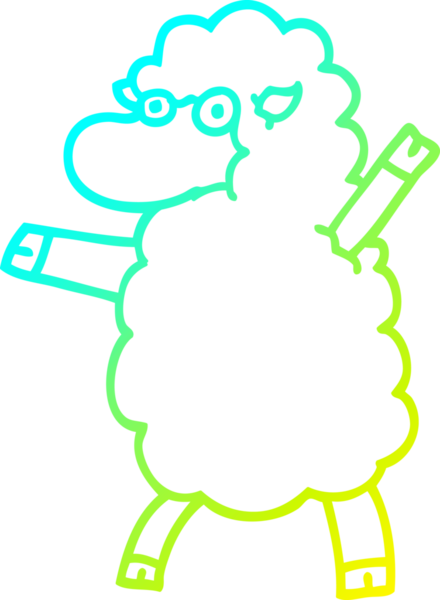 Bir insan tarafından dik duran bir koyunun soğuk gradyan çizgisi.