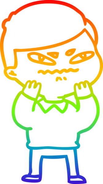 Bir insan tarafından çizilmiş kızgın bir adamın çizdiği gökkuşağı gradyanı çizimi