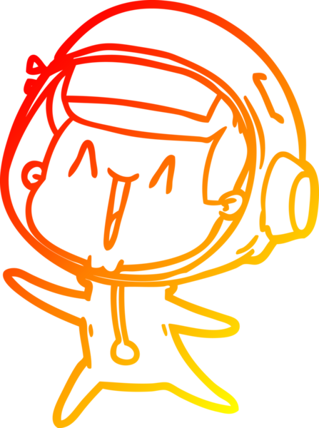 Bir insan tarafından çizilmiş mutlu bir astronotun sıcak çizgi çizimi.