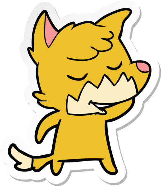 Bir insan tarafından çizilmiş dost canlısı bir tilkinin çıkartması.