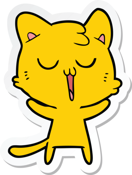 Bir insan tarafından çizilmiş çizgi film kedisinin çıkartması.