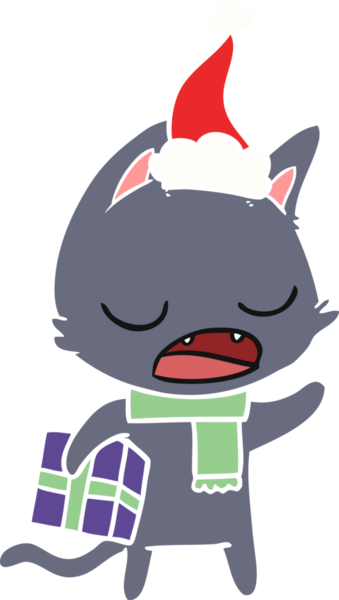 Bir insanın çizdiği Noel Baba şapkasının çizdiği düz renk çizimi.