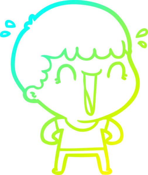 Bir insan tarafından çizilmiş gülen bir çizgi film karakterinin soğuk gradyan çizgisi.